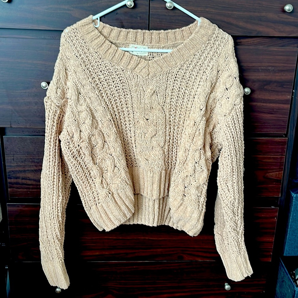 Crochet Beige High Rise Sweater